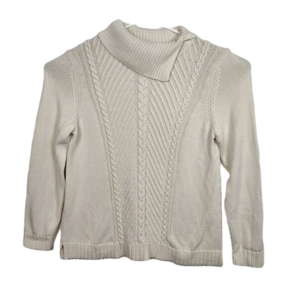Talbots Cable Knit Cowl Neck Pullover Women's Sweater, Size XL, Ivory - Picture 1 of 11
